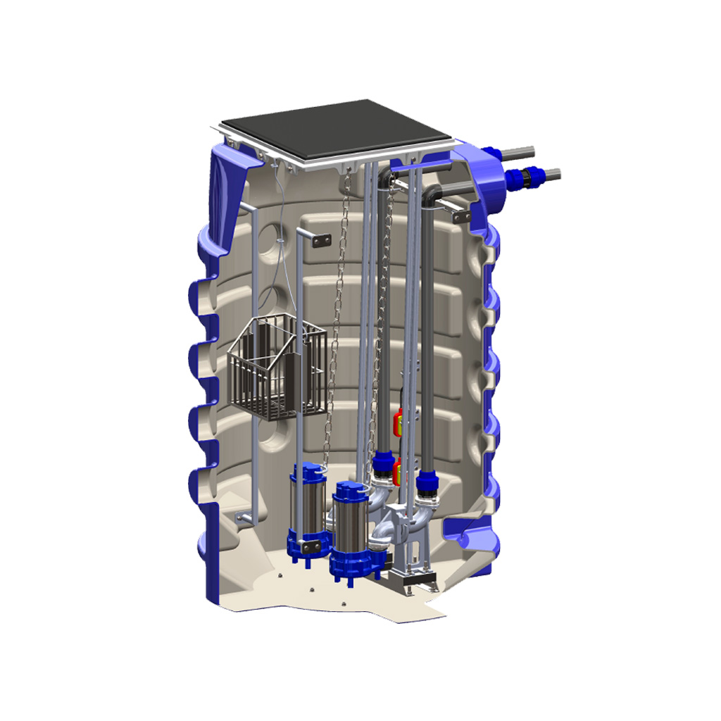 Aqualift 2000L – Estação elevatória de esgoto com bombas configuráveis